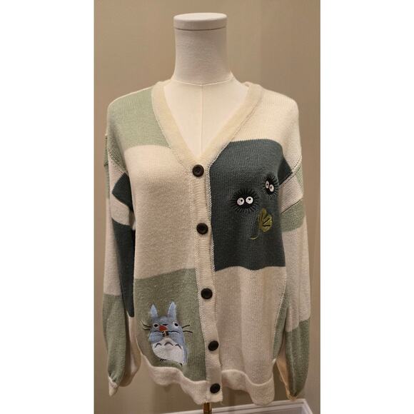 Her Universe My Neighbor Totoro Cardigan Sweater Anime Ghibli Patchwork Medium - Picture 2 of 11